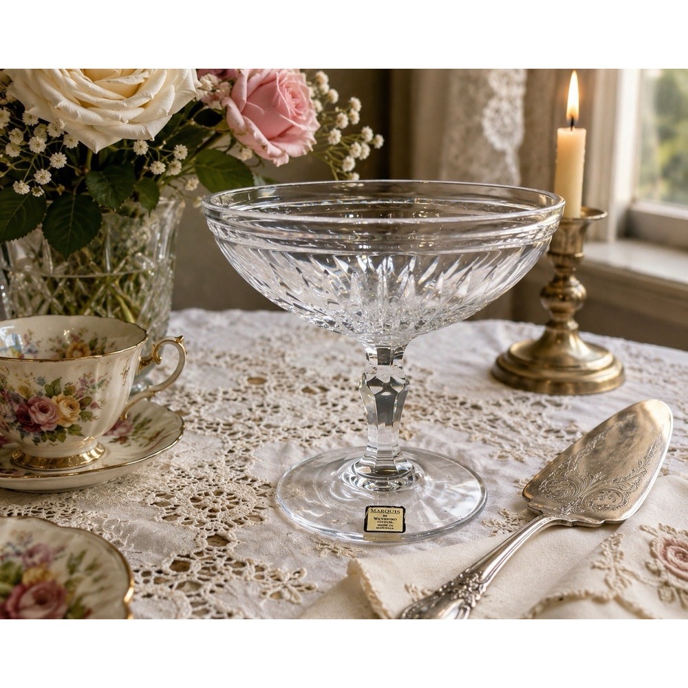 Marquis by Waterford Crystal Compote Bowl Pedestal Dessert Serving Bowl